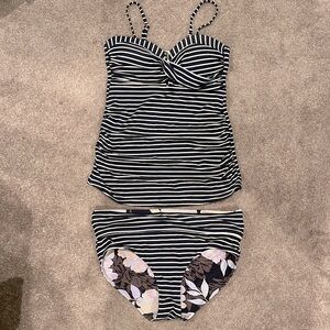 A Pea in the Pod maternity swimsuit, striped two piece tankini